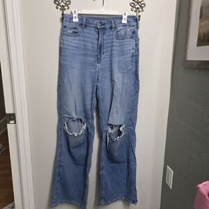 American Eagle Outfitters Light Blue Curvy Super High-rise Wide Leg Jeans Sz 10L